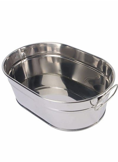 اشتري Oval Galvanized Metal Tub Soda Bee, Wine Ice Holder Portable Party Drink Chiller, Chiller Seafood Storage Bucket Bin Succulent Planter Silver في الامارات