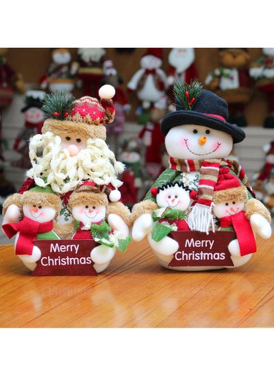 Buy Christmas Sitting Santa Claus Snowman Reindeer Holiday Sitting Leg Figurines Long Legs Table Fireplace Decor Home Decoration Plush Home Indoor Party Accessories (2 Pack ) in UAE