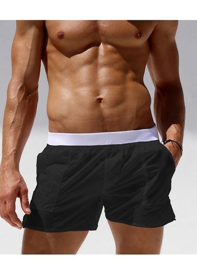 Buy Men's Beach Shorts Sheer Sports Fashion Casual Swimming Shorts Black in UAE