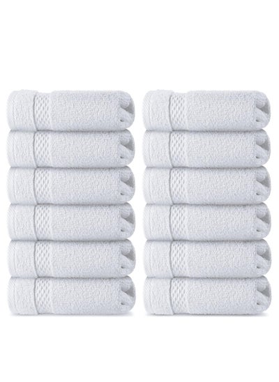 Buy 12-Piece Premium Hotel Salon Quality Face Towel White 13 X 13inch in UAE