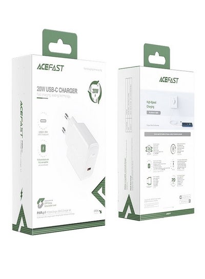 Buy ACEFAST Fast Charge Wall Charger A1 PD3.0 20W (1xUSB-C) EU White in Egypt