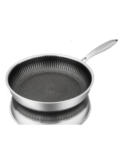 Buy Stainless Steel Frying Pan, Whole Body Tri-ply Frying Pan, Scratch-resistant Non Stick  Double-sided Honeycomb Skillet Pan For All Stove, (26cm) in Saudi Arabia