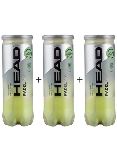 اشتري HEAD Padel Pro Ball - Set of 3 Cans (Each can with three balls) | Approved by World Padel Tour(WPT) في الامارات