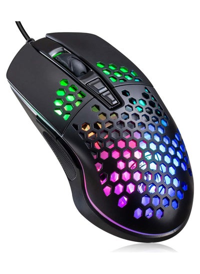Buy FRIWOL V9 RGB Gaming Mouse - 6400 DPI - Ultra Lightweight 75 Gram - 7 programmable keys - 3325 IC chip - Cable length 1.5m With software in Egypt