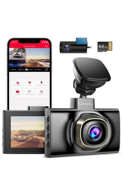 اشتري LINGDU LD02 Lite 4K Dash Cam Front and Rear, Car Dash Camera 5G WiFi GPS, Free 64GB SD Card, Voice Control, WDR Night Vision, 24H Parking Mode, 3" IPS Screen, G-Sensor في السعودية