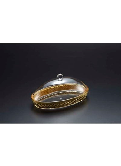 Buy Acrylic Diamond Golden Oval Dessert Set in UAE