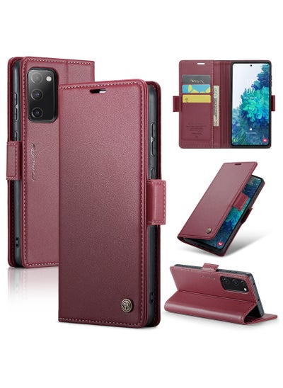 Buy CaseMe Flip Wallet Case For Samsung Galaxy S20 FE RFID Blocking PU Leather Wallet Flip Folio Case with Card Holder Kickstand Shockproof Phone Cover - Red in Egypt