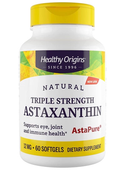 اشتري Triple Strength Astaxanthin Supports Eye, Joint and Immune Health 12 mg Dietary Supplement - 60 Softgels في الامارات