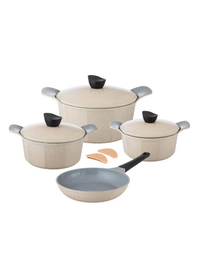 Buy 9-piece cookware set made of high-quality granite with Korean materials and specifications and Saudi industry in Saudi Arabia