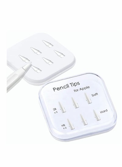 Buy Pencil Tips for Apple Pencil, Compatible with Apple Pencil 2nd Gen and 1st Gen, Soft and Hard, Double Layered Pencil Tip 6 Pack in UAE