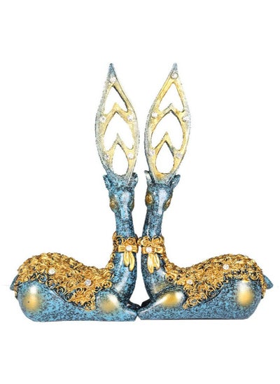 Buy 2 Pack Resin Deer Ornament Resin Deer Statue Sculpture Home Desktop Cabinet Ornaments Decoration ,Add a Touch of Elegance to Your Home(Blue) in UAE