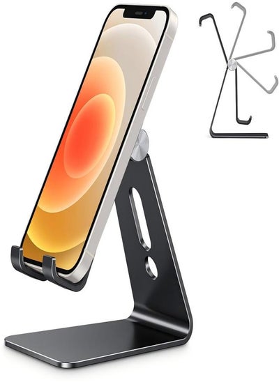 Buy Adjustable Cell Phone Stand,Aluminum Desktop Cellphone Stand with Anti-Slip Base and Convenient Charging Port, Fits All Smart Phones in Saudi Arabia