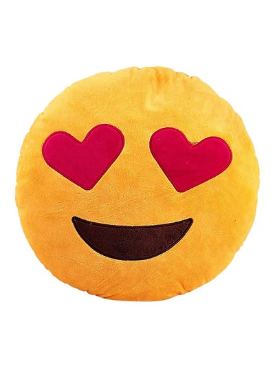 Buy Smiley Pillow With Hearts polyester Yellow/Brown 40cm in UAE