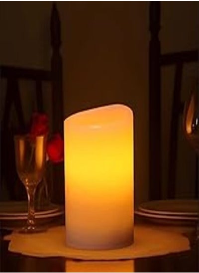 اشتري Cylindrical Flameless LED Candle, Battery Operated Real Wax Candles, Moving Flame LED Pillar, Real Wax with Hollow Edge, 5cm x 7cm في مصر