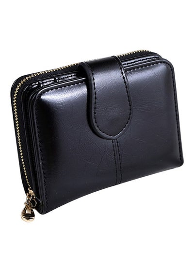 Buy Women's Vintage Faux Leather Wallet, Wallets With Zipper Coin Pocket, Short Ladies Small Wallet, Business Leisure Wallet Black 12*3*10 cm in Saudi Arabia