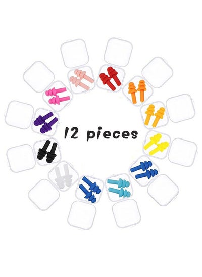 Buy Reusable Silicone Ear Plugs, Waterproof Hypoallergenic Noise Reduction Earplugs for Hearing Protection, Suitable for Sleeping, Snoring, Swimming, Concerts 12 Boxes in Saudi Arabia