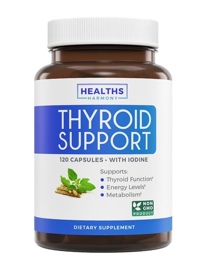 اشتري Thyroid Support With Iodine - 120 Capsules Non-Gmo Improve Your Energy - Ashwagandha Root, Zinc, Selenium, Vitamin B12 Complex - Thyroid Health Supplement - 60 Day Supply في السعودية