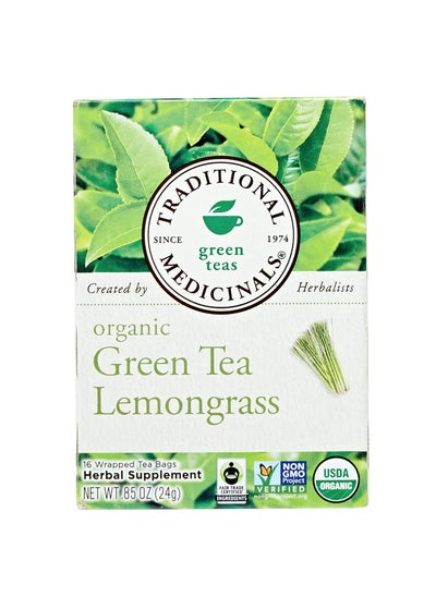 Buy Traditional Medicinals Organic Green Tea Lemongrass 16 Wrapped Tea bags 24g in UAE