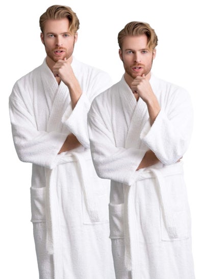 Buy 2 Pieces Terry Weave Lightweight Spa Bathrobe Free Size in UAE