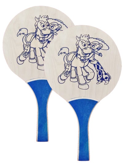 Buy Wooden Beach Tennis Racquets 22CM Widex6MM Thick, Painted Blue (Assorted Design) in Egypt