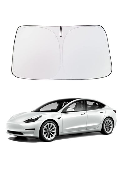 Buy Tesla Model Y Model 3 Windshield Sunshade Folding Sun Visor Protector Sun Shade Cover 2022 Upgrade in UAE