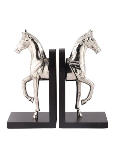 اشتري VOIDROP -Set of 2 Trotting Horse Bookend -bookends-Decorative book ends horse,horse book holder, Silver book holder,Book Shelf Accent,Decoration for Library Office Home (Silver) في الامارات