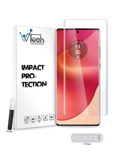 Buy Premium Curved Edges UV Full Glue Full Cover Tempered Glass Screen Protector For Motorola Edge 50 Fusion 5G 2024 Clear in Saudi Arabia