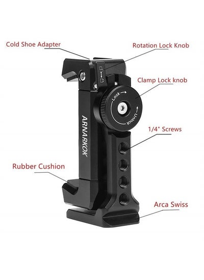 Buy Metal Phone Tripod Mount w Cold Shoe,360 Rotation 1/4'' Screw Tripod Phone Holder Compatible with iPhone X 11 12 13 Pro Max Smartphone Holders Adapter,Cellphone Clamp,Videographer Rig Hot Attachment in UAE