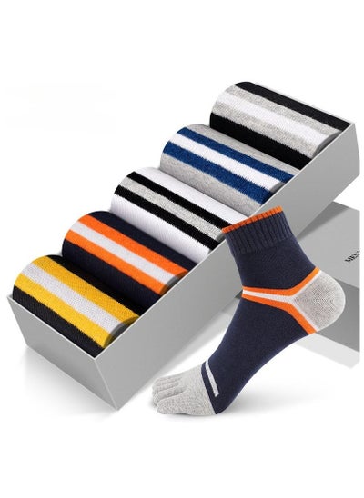 Buy 5 Pairs Of Boxed Men's Casual Breathable Five-toe Mid Length Socks in UAE