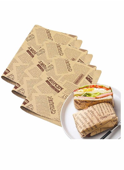 اشتري DELFINO 100 Sheets Bread Sandwich Burger Fries Food Grade Oil Proof Paper Grease Greaseproof Wrappers Wrapping Baking Tools Gift Tissue 18x18cm في الامارات