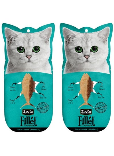 Buy 2Pc Fillet Fresh Tuna and Fiber Hairball Cat Treats 30g in UAE