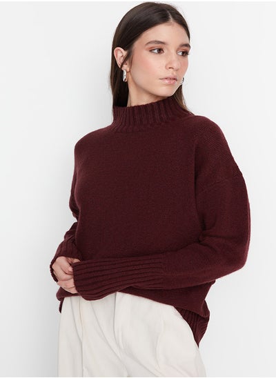 اشتري Claret Red Soft Textured Basic Knitwear Sweater TWOAW23KZ00490 في مصر