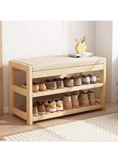 Buy Wooden Shoe Rack With Bench Shoe Cabinet with Seat Bamboo Free Standing Entryway Closed Shoes Organizer Multi Function Storage Shelf Wood Made Home House Office Furniture Boots Stand in UAE