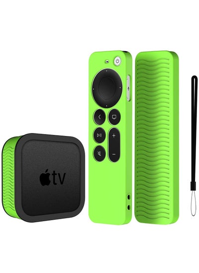 اشتري Case for 2021 Apple TV 4K Siri Remote Cover, with Silicone Protective TV Box Case for Apple TV 4K 2021, Skin-Friendly/Anti-Slip/Shockproof (Glow Green) في الامارات