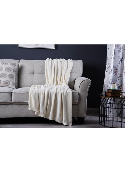 Buy Lauren Knit Throw 130X170Cm - White in UAE