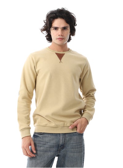 Buy Round Collar Slip On Kashmir Sweatshirt_Beige in Egypt