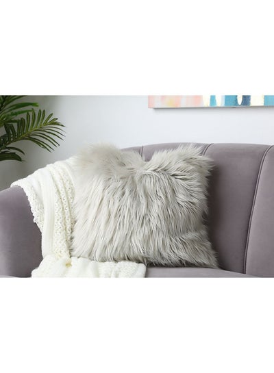 Buy Mongolian Faux Fur Filled Cushion 45x45cm Grey in UAE