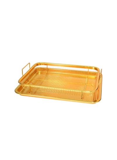 اشتري Nonstick Roasting and Crisping Tray Fry Food Without Oil 32x24cm Gold في مصر