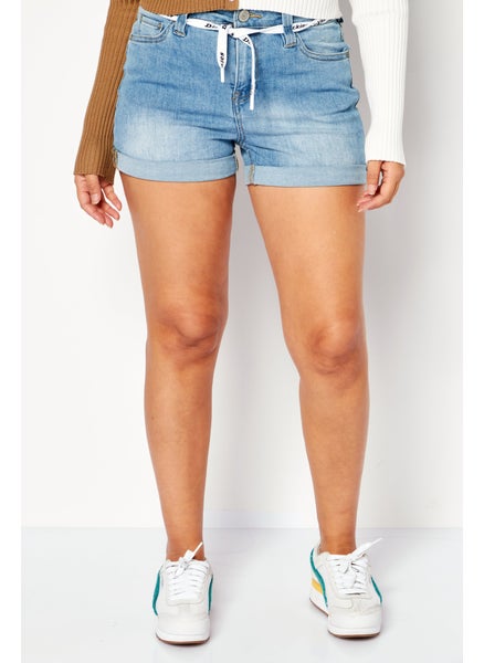 اشتري Women Washed Denim Short, Blue في الامارات