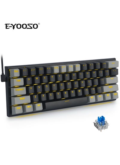 Buy 60% Wired Mechanical Gaming Keyboard with Blue Switches, LED Backlit, Ultra-Compact Computer Keyboard for PS4/5, Windows, Mac OS (Black Grey) in Saudi Arabia