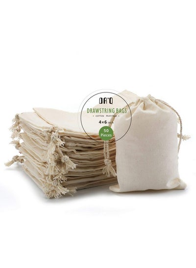Buy Muslin Bags Drawstring Cotton Bags Organic Cotton Fabric Bags 50 Pcs 4 By 6 Inch Natural Cloth Bags Sachet Bags With Drawstring For Party Wedding Home Storage And Diy Craft in UAE