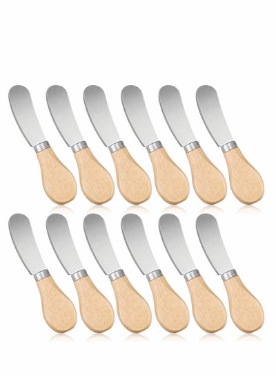 اشتري Cheese Spreaders with Bamboo Handle, 4.7 Inch Stainless Steel Butter Spreader, Deluxe Sandwich Cream Cheese Condiment Knives - 12PCS في السعودية