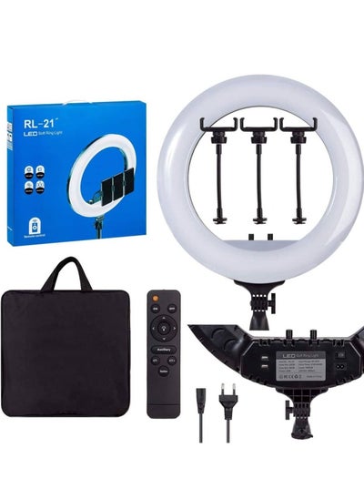 Buy 21 inch Professional Big LED Selfie Ring Light With 3 Mount Phone Holders For Reels Photo Shoot Live Stream Makeup Videos in UAE