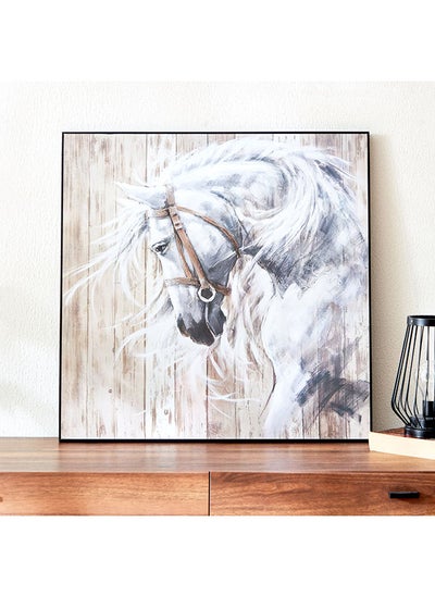 Buy Fiha Horse Framed Wall Art 60x60x2.5 cm in UAE