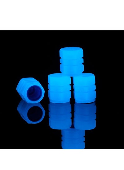 Buy 4-pieces Luminous Valve Caps Fluorescent Bule Night Glowing Car Motorcycle Bicycle Wheel Styling Tyre Hub Luminous Cap Decor in Saudi Arabia