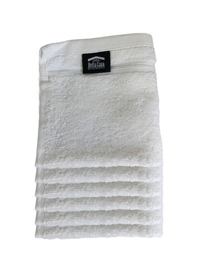 اشتري 6 Pieces Luxury Face Towel Set 30x30cm 630 GSM Premium Cotton Ultra Soft and Highly Absorbent Expertly Woven for Durability Hotel And Spa Quality Towels White في الامارات