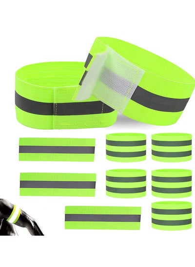 اشتري 10 PCS Velcro Reflective Straps, Reflective Adjustable Wristband, for Night Walking, Cycling and Running (Green) في الامارات