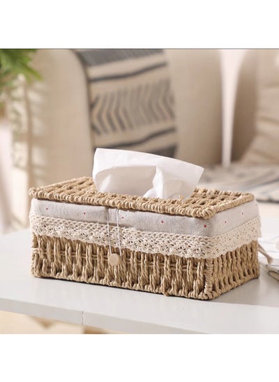 Buy Tissue Box Cover Tissue Box Holder Tissue Case Cover Holder Tissue Dispenser Hand Woven Napkin Holder Napkin Case in UAE