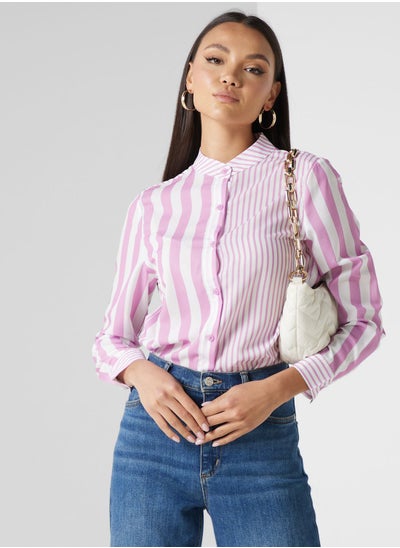 اشتري Stripe Print Button Down Shirt في الامارات