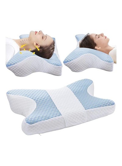 Buy Memory Foam Bed Pillow,Adjustable Ergonomic Cervical Sleeping Neck Pillow, Neck Support Pillow for Shoulder and Neck Pain Relief in Saudi Arabia